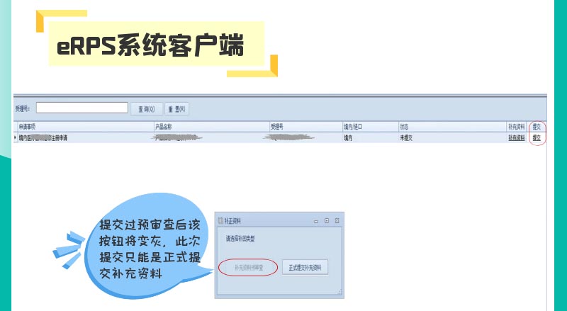 预审查服务在eRPS系统客户端展示形式