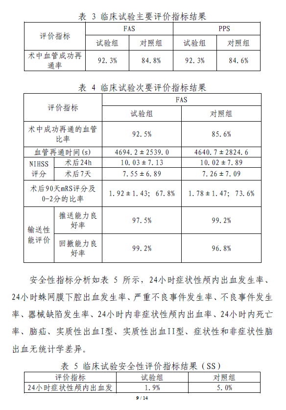 取栓支架注册技术审评报告9