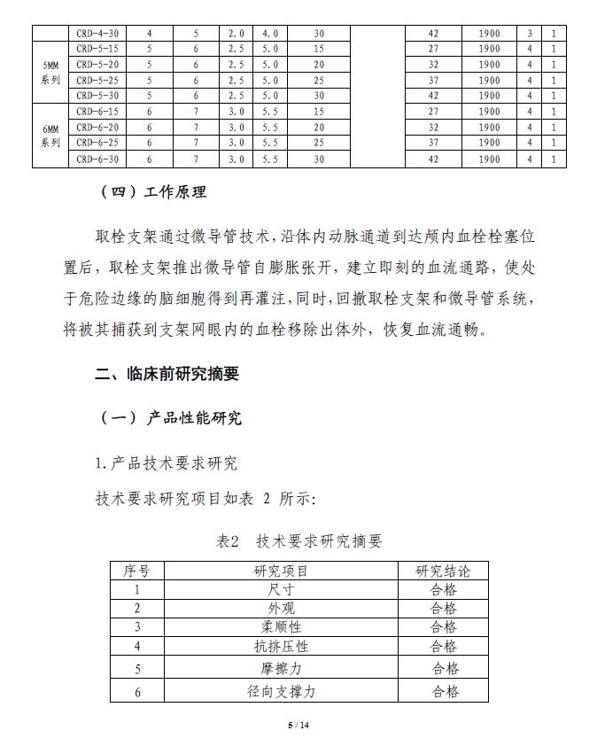 取栓支架注册技术审评报告5