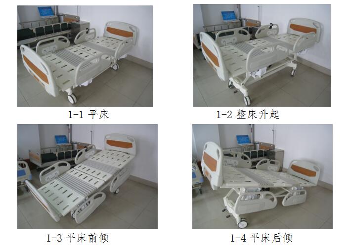 电动病床部分动作的体位示意图