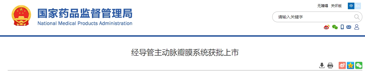 创新医疗器械经导管主动脉瓣膜系统获批上市(已批准288个,附名单)