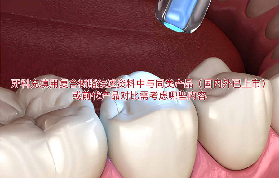 牙科充填用复合树脂综述资料中与同类产品(国内外已上市)或前代产品对比需考虑哪些内容