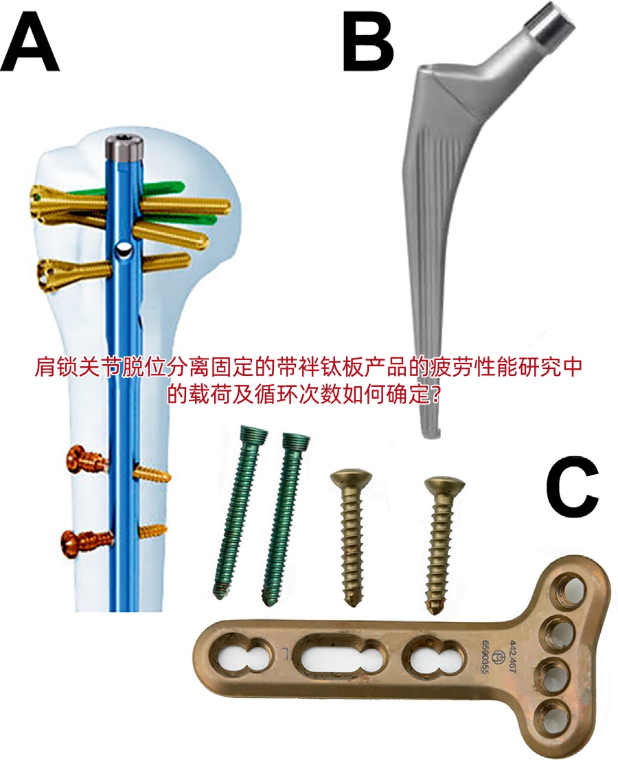 肩锁关节脱位分离固定的带袢钛板产品的疲劳性能研究中的载荷及循环次数如何确定?