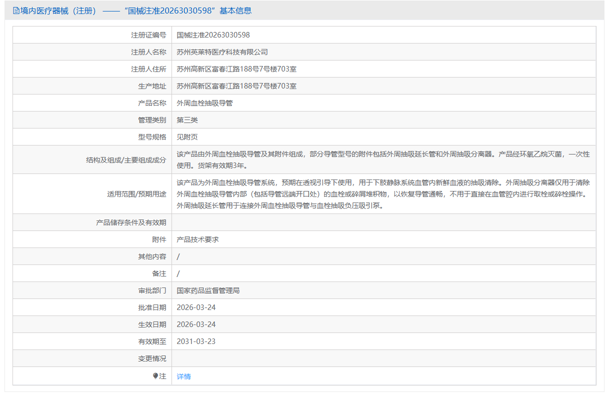 第三类医疗器械外周血栓抽吸导管注册办理流程及步骤周期指南(图1)